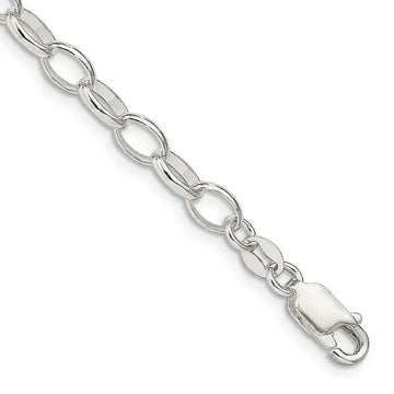 Sterling Silver 5mm Fancy Rolo Chain Bracelet - Larson Jewelers