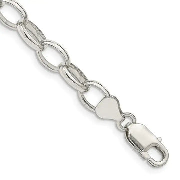 Sterling Silver 8mm Fancy Rolo Chain Bracelet - Larson Jewelers