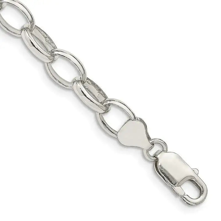 Sterling Silver 8mm Fancy Rolo Chain Bracelet - Larson Jewelers
