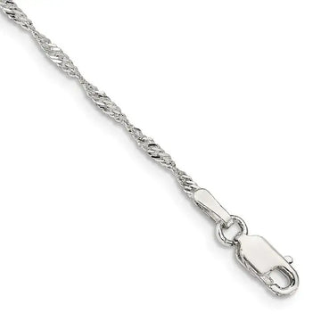 Sterling Silver 1.75mm Singapore Chain Anklet - Larson Jewelers