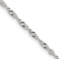 Collier chaîne Singapour en argent sterling de 2 mm avec extension de 4 po.