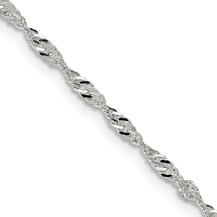 Sterling Silver 2mm Singapore Chain Necklace w/4in ext. - Larson Jewelers