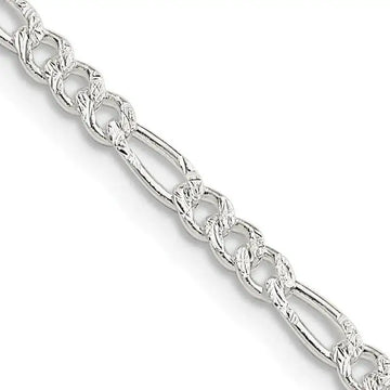 Sterling Silver 3mm Pav Flat Figaro Chain Necklace - Larson Jewelers