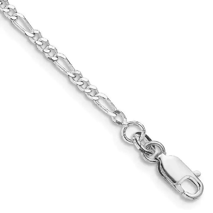 Sterling Silver Rhodium-plated 2.25mm Figaro Chain Bracelet - Larson Jewelers