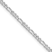 Collier chaîne Figaro en argent sterling plaqué rhodium de 2,5 mm