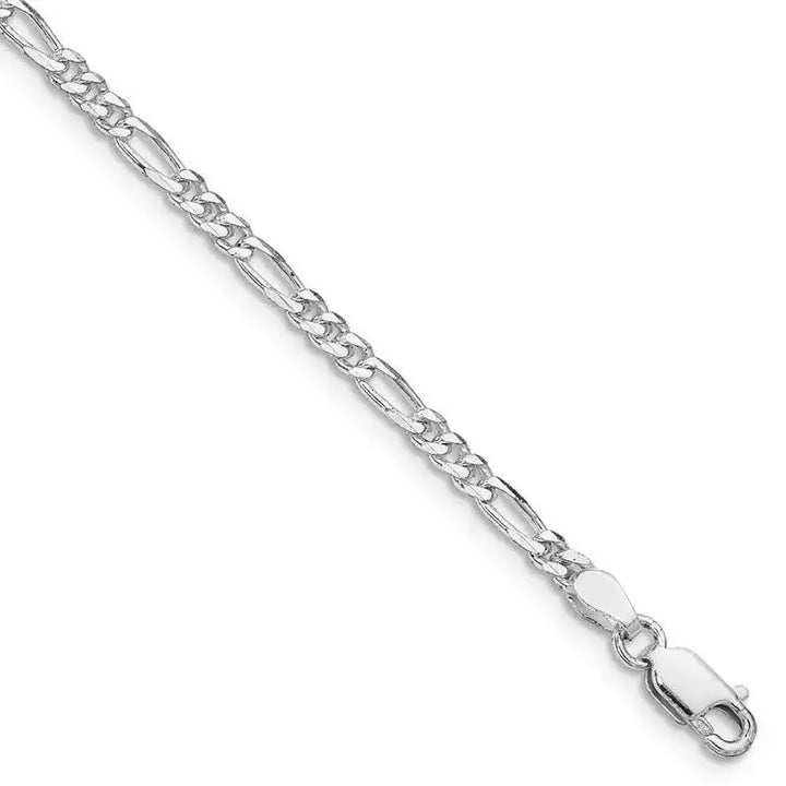 Sterling Silver Rhodium-plated 2.85mm Figaro Chain Anklet - Larson Jewelers