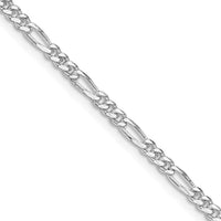 Collier chaîne Figaro en argent sterling rhodié de 2,85 mm