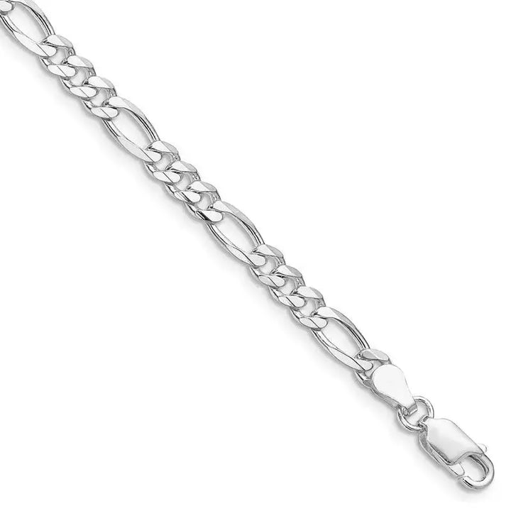 Sterling Silver Rhodium-plated 4.5mm Figaro Chain Bracelet - Larson Jewelers