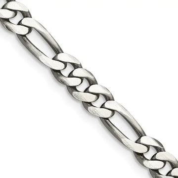 Sterling Silver Antiqued 5.5mm Figaro Chain Necklace - Larson Jewelers