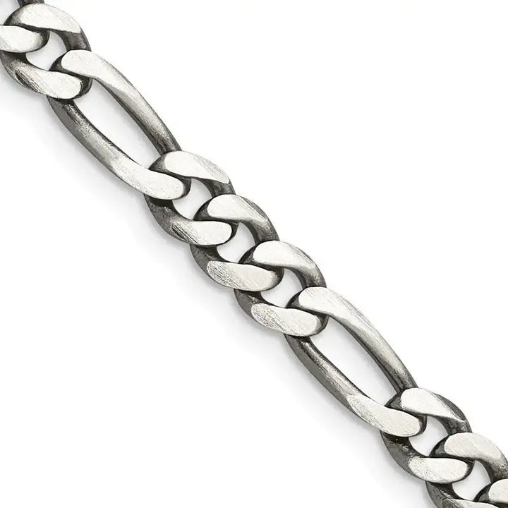 Sterling Silver Antiqued 5.5mm Figaro Chain Necklace - Larson Jewelers