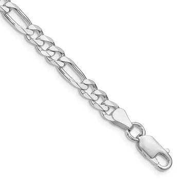 Sterling Silver Rhodium-plated 5.25mm Figaro Chain Bracelet - Larson Jewelers