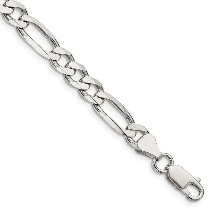 Sterling Silver 6.75mm Figaro Chain Bracelet - Larson Jewelers