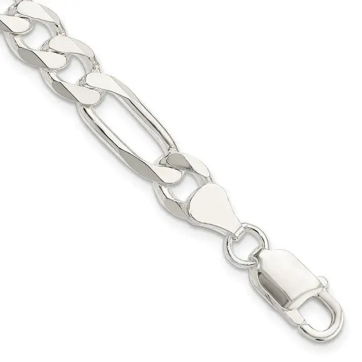 Sterling Silver 7.5mm Figaro Chain Bracelet - Larson Jewelers