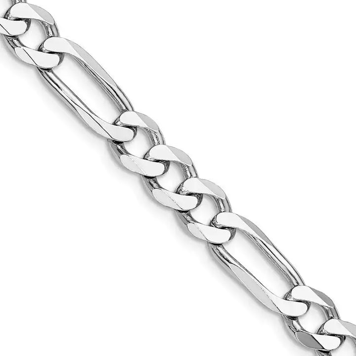 Sterling Silver Rhodium-plated 7.5mm Figaro Chain Necklace - Larson Jewelers