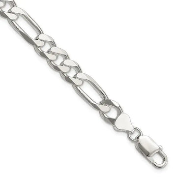 Sterling Silver 8mm Figaro Chain Bracelet - Larson Jewelers