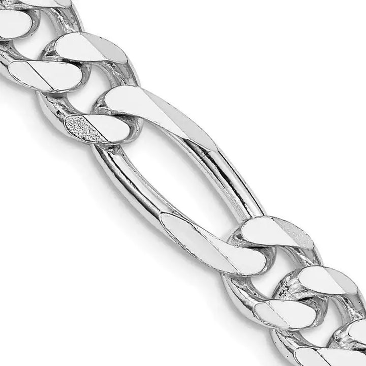 Sterling Silver Rhodium-plated 7.75mm Figaro Chain Necklace - Larson Jewelers