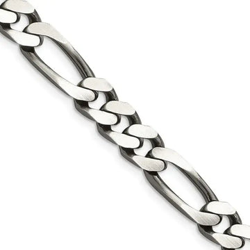 Sterling Silver Antiqued 9mm Figaro Chain Necklace - Larson Jewelers
