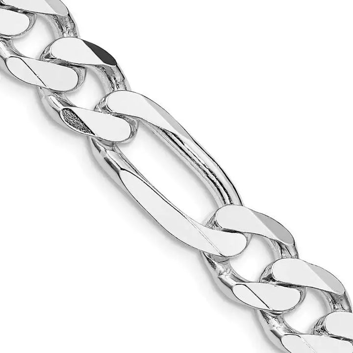Sterling Silver Rhodium-plated 9mm Figaro Chain Necklace - Larson Jewelers