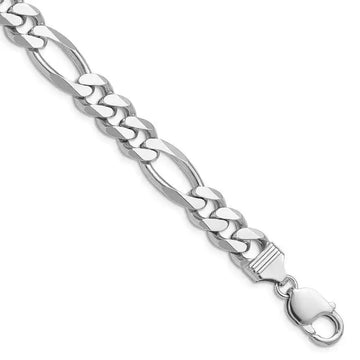 Sterling Silver Rhodium-plated 10.2mm Figaro Chain Necklace - Larson Jewelers