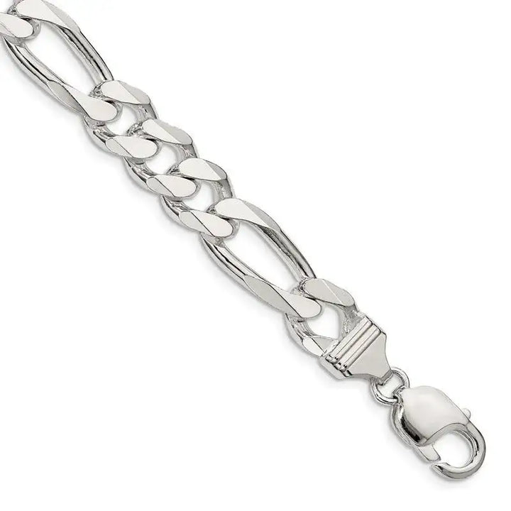 Sterling Silver 10.75mm Figaro Chain Bracelet - Larson Jewelers