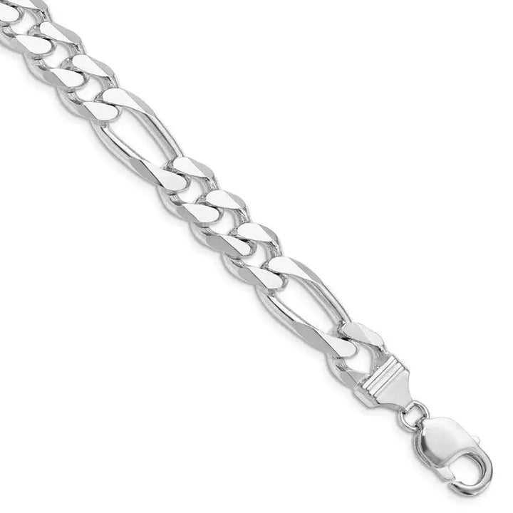 Sterling Silver Rhodium-plated 10.75mm Figaro Chain Bracelet - Larson Jewelers