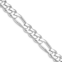 Sterling Silver Rhodium-plated 10.75mm Figaro Chain Necklace