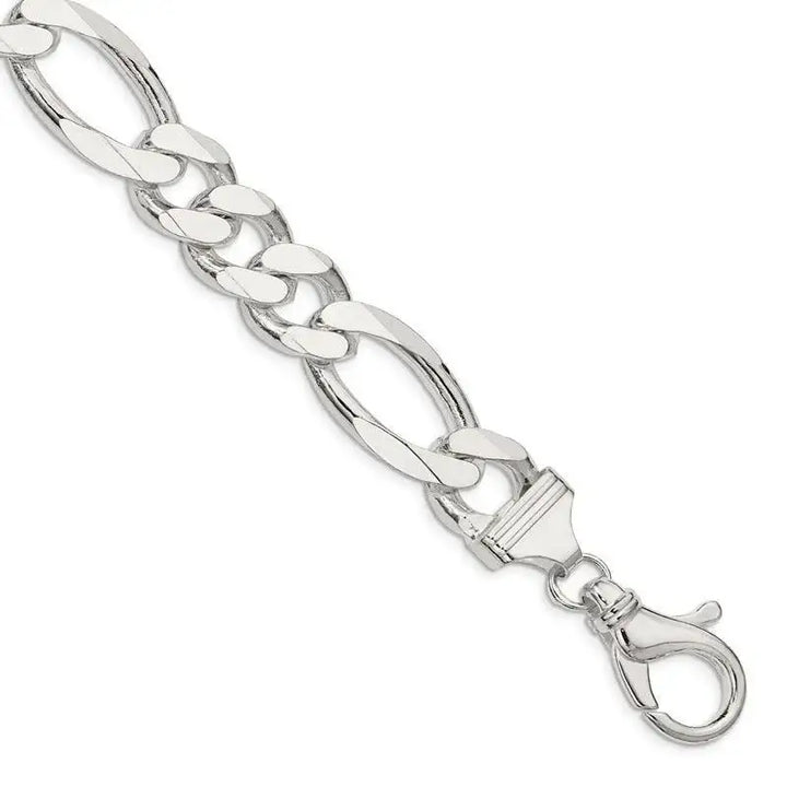 Sterling Silver 15mm Figaro Chain Bracelet - Larson Jewelers