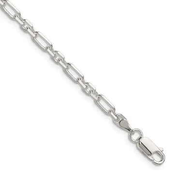 Sterling Silver D/C 4mm 3 Short Plus 1 Long Cable Link Chain Bracelet - Larson Jewelers