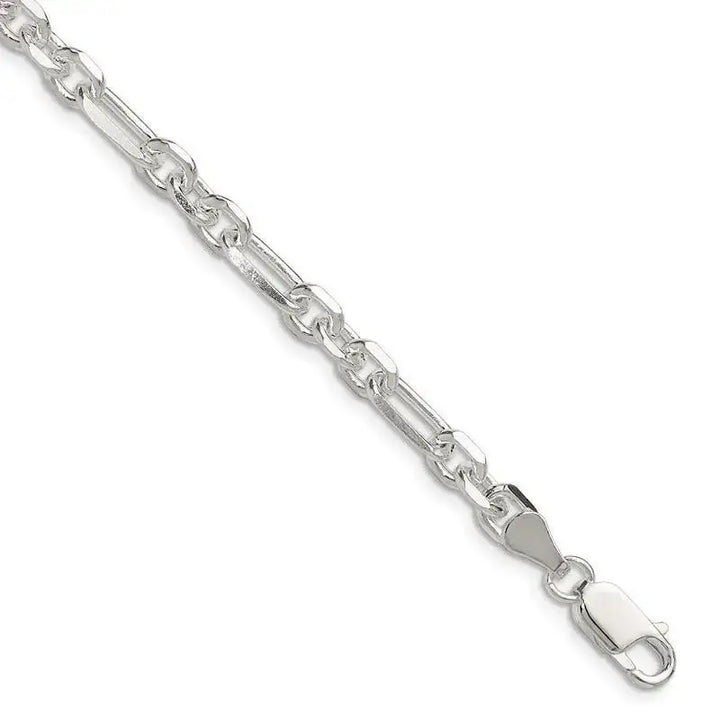 Sterling Silver D/C 6mm 3 Short Plus 1 Long Cable Link Chain Bracelet - Larson Jewelers