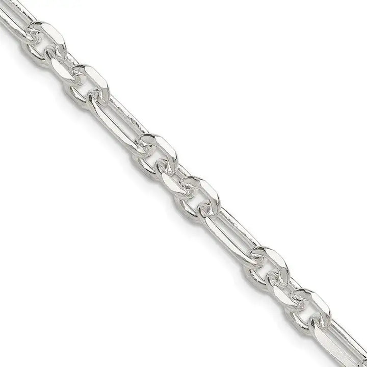 Sterling Silver D/C 6mm 3 Short Plus 1 Long Cable Link Chain Necklace - Larson Jewelers