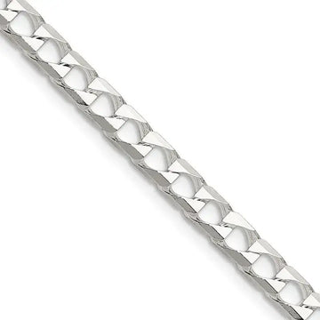 Sterling Silver Polished and D/C 5mm Flat Curb Link Chain Necklace - Larson Jewelers