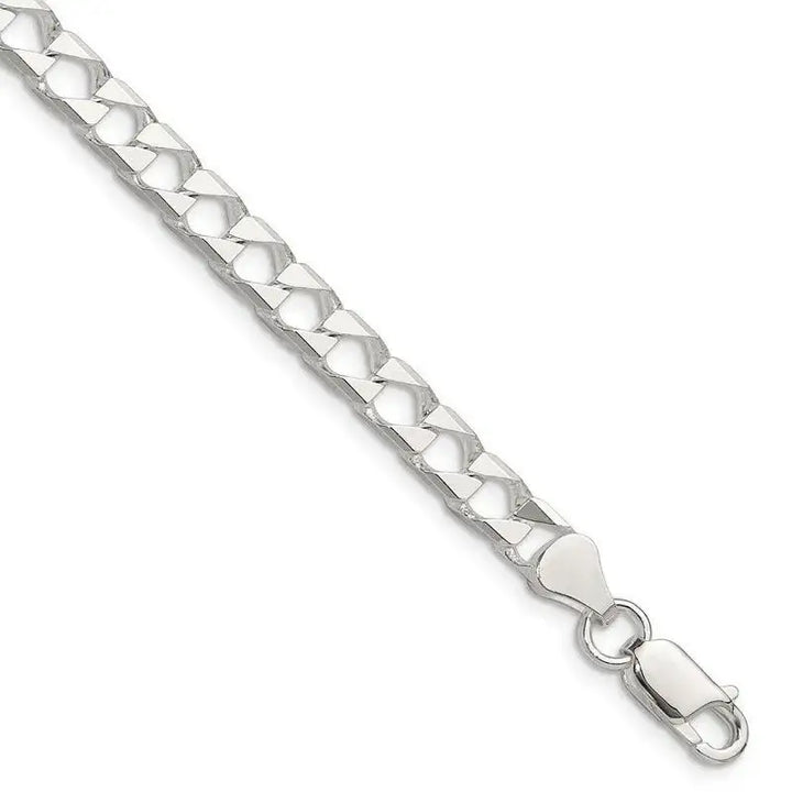 Sterling Silver Polished and D/C 5.75mm Flat Curb Link Chain Bracelet - Larson Jewelers