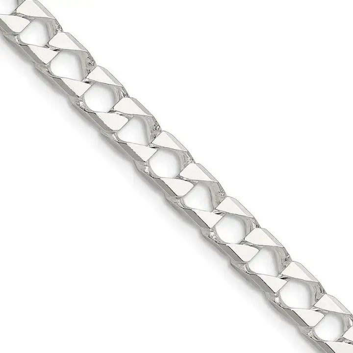 Sterling Silver Polished and D/C 5.75mm Flat Curb Link Chain Necklace - Larson Jewelers