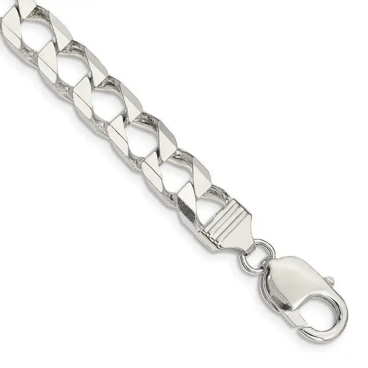 Sterling Silver 6.75mm Flat Open Curb Chain Bracelet - Larson Jewelers
