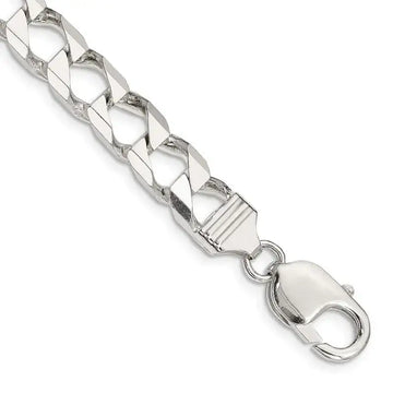 Sterling Silver 8.6mm Flat Open Curb Chain Bracelet - Larson Jewelers
