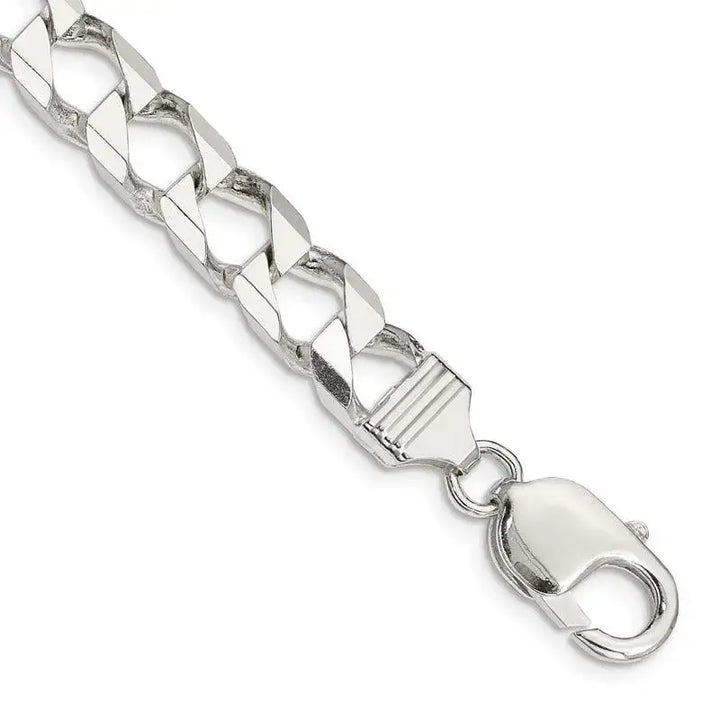 Sterling Silver 8.6mm Flat Open Curb Chain Bracelet - Larson Jewelers