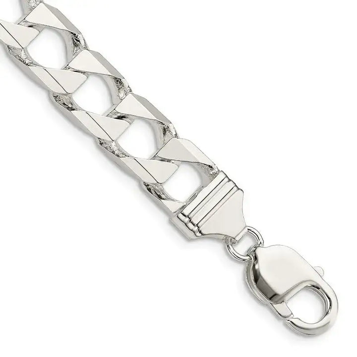 Sterling Silver 10.3mm Flat Open Curb Chain Bracelet - Larson Jewelers