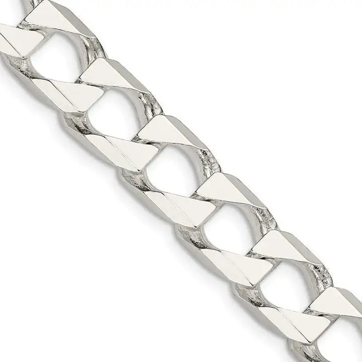 Sterling Silver 10.3mm Flat Open Curb Chain Necklace - Larson Jewelers