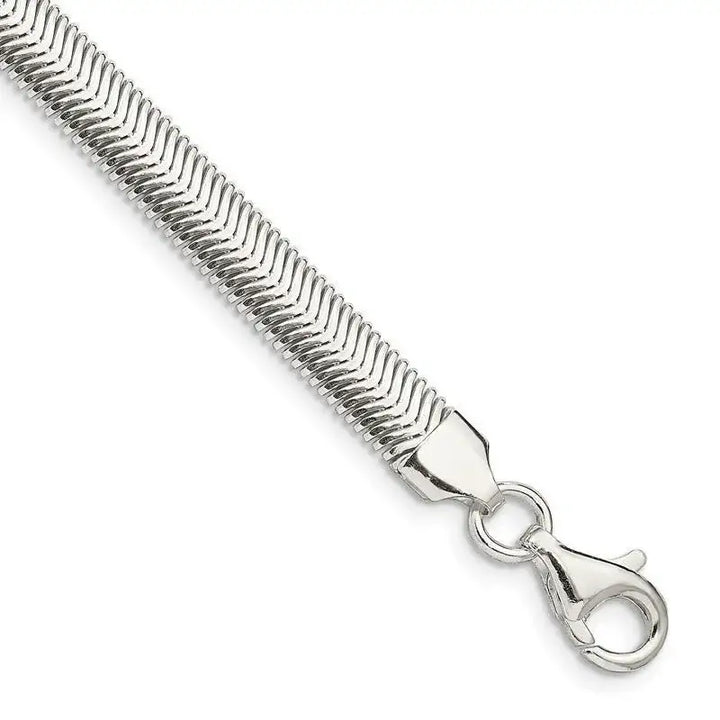 Sterling Silver 6.25mm Flat Oval Snake Chain Bracelet - Larson Jewelers