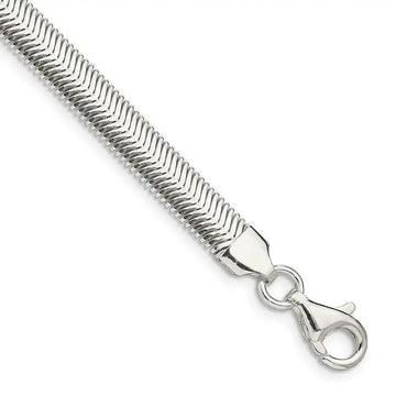 Sterling Silver 6.25mm Flat Oval Snake Chain Bracelet - Larson Jewelers