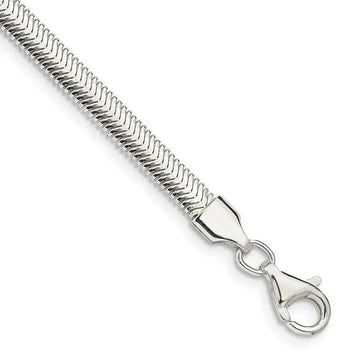 Sterling Silver 4.2mm Flat Oval Snake Chain Bracelet - Larson Jewelers