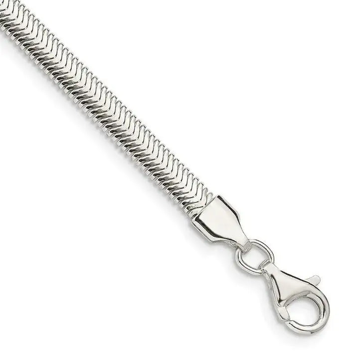 Sterling Silver 4.2mm Flat Oval Snake Chain Bracelet - Larson Jewelers