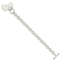 Sterling Silver Engraveable Heart Disc on Fancy Link Toggle Bracelet - Larson Jewelers