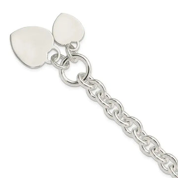 Sterling Silver Engraveable Heart Disc on Fancy Link Toggle Bracelet - Larson Jewelers