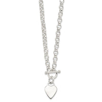 Sterling Silver Engraveable Heart Disc on Fancy Link Toggle Necklace - Larson Jewelers