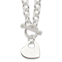 Sterling Silver Engraveable Heart Disc on Fancy Link Toggle Necklace - Larson Jewelers