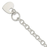 Sterling Silver Engraveable Heart Disc on Fancy Link Toggle Bracelet - Larson Jewelers