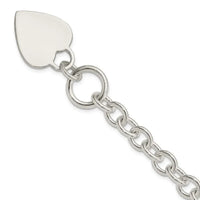 Sterling Silver Engraveable Heart Disc on Fancy Link Toggle Bracelet - Larson Jewelers