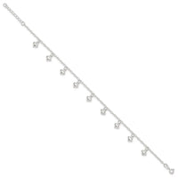 Sterling Silver 9inch Plus 1in Ext Polished Puffed Heart Anklet - Larson Jewelers