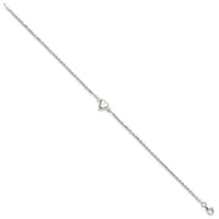Sterling Silver Puffed Heart Anklet - Larson Jewelers